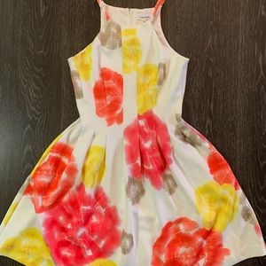 Calvin Klein White Floral Fit and Flare Dress